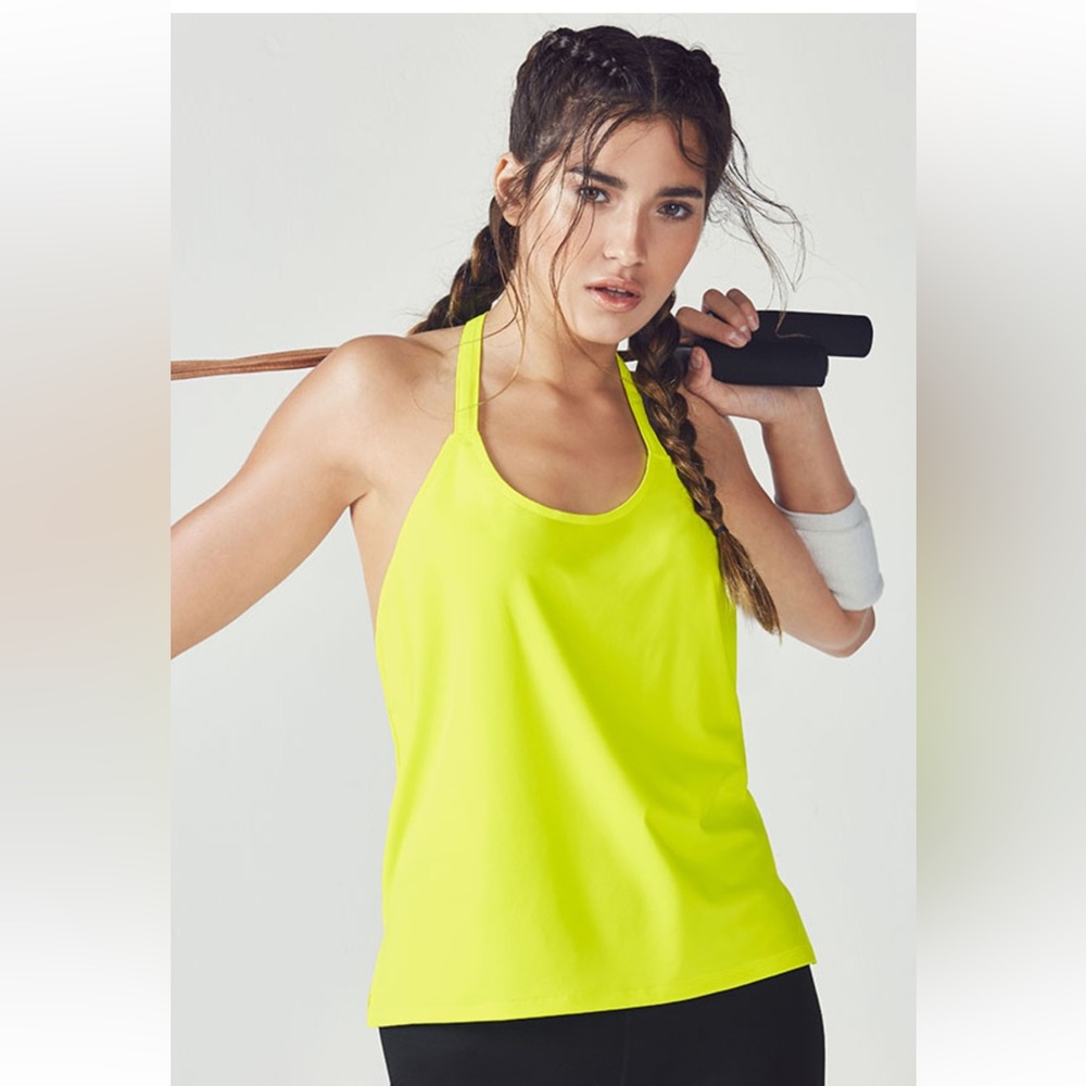 NWOT Fabletics Neon Yellow Halter Workout Tank